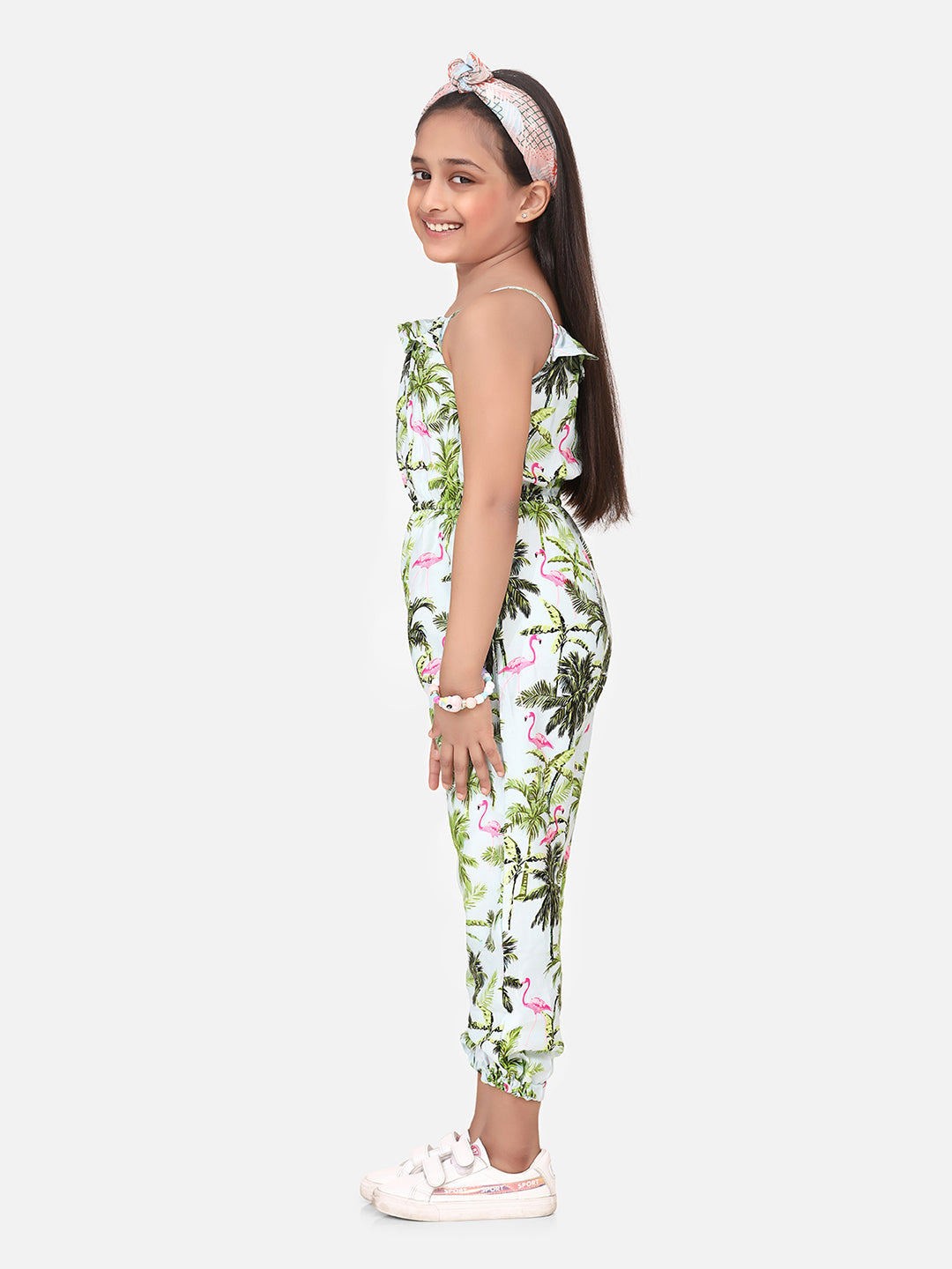 Girls Flamingo Print Jumpsuit