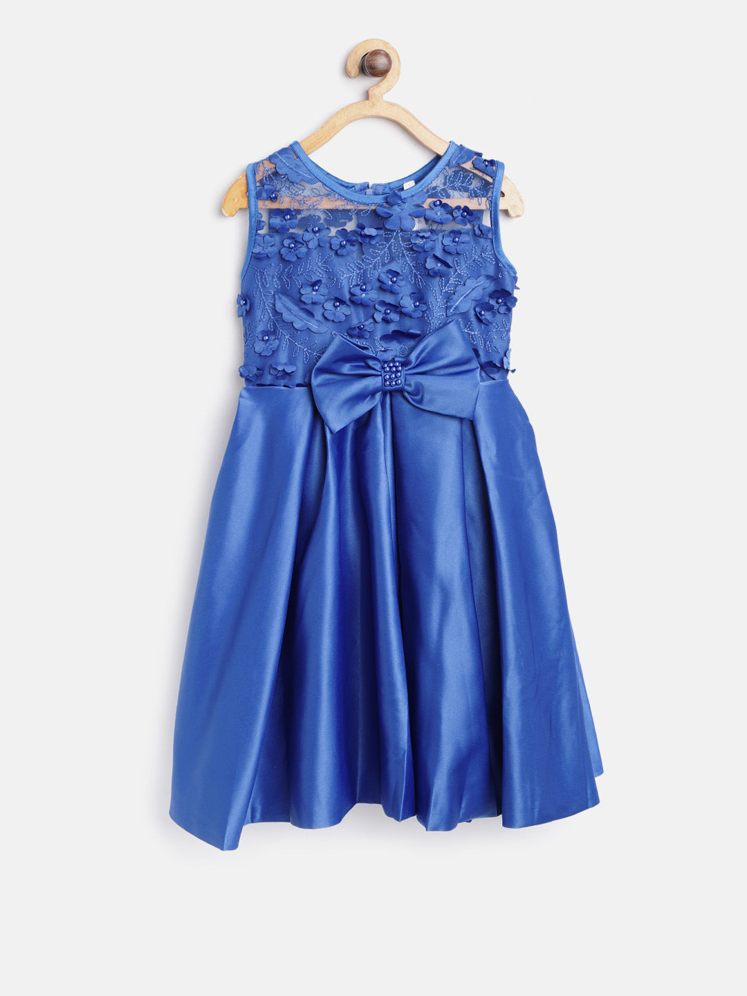 Girls Blue Pearls and embroidered Party Dress