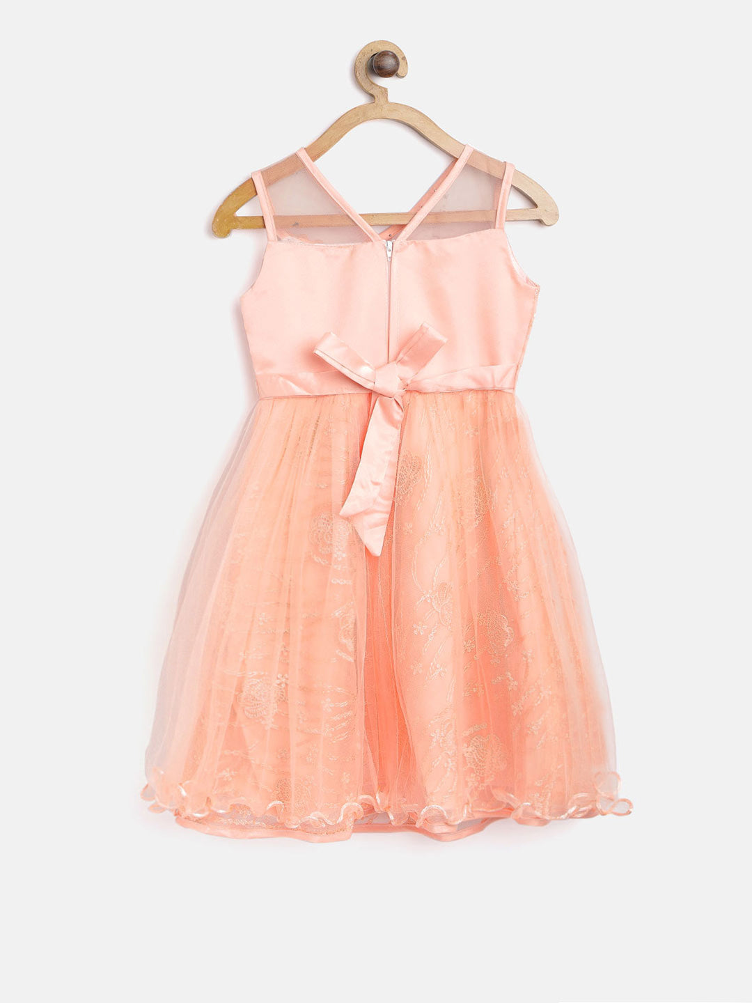 Girls Orange Flowers and Pearls embellished Party Dress