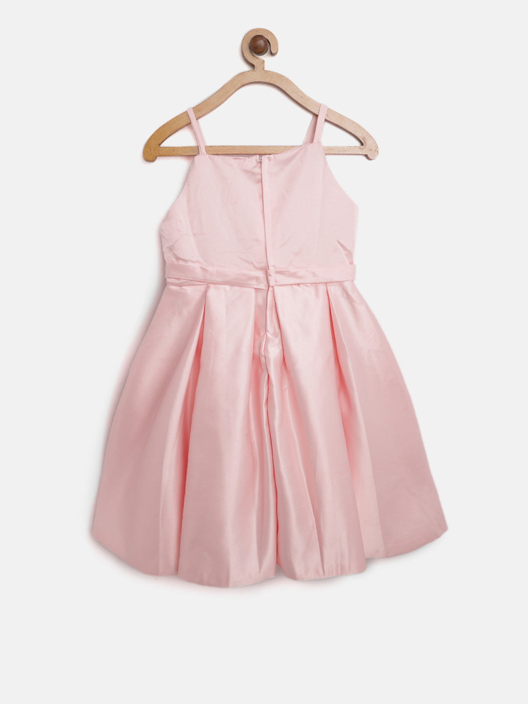 Girls Pink Pleated and embellished Party Dress with beautiful back Bow