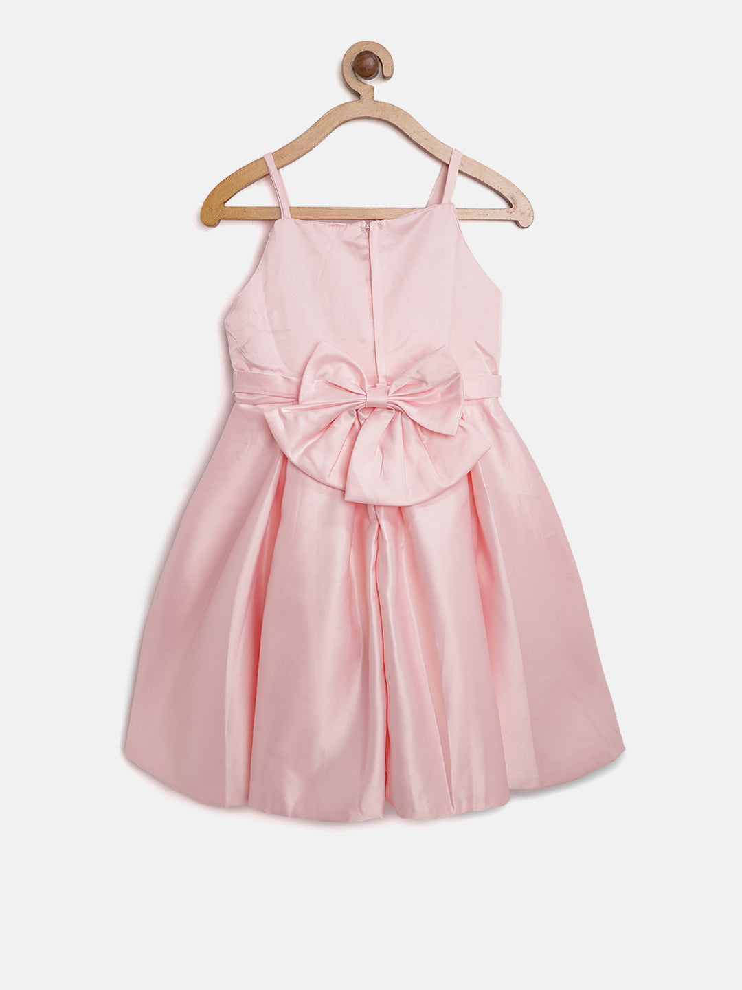 Girls Pink Pleated and embellished Party Dress with beautiful back Bow