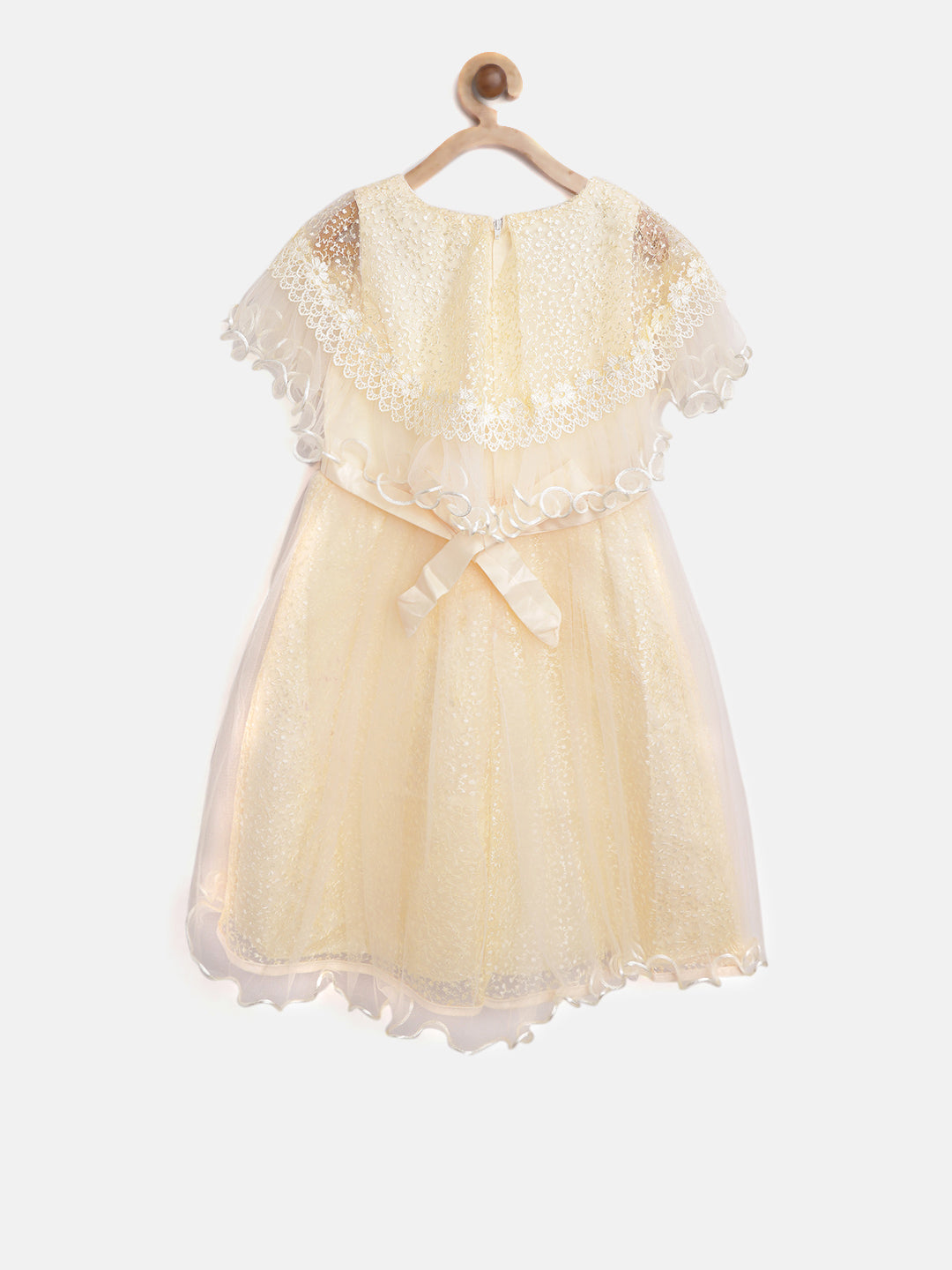 Girls Cream embroidered and embellished Party Dress