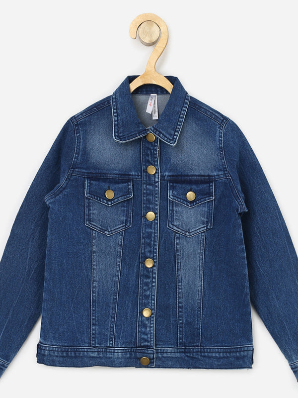 Girls Washed Blue Denim Jacket