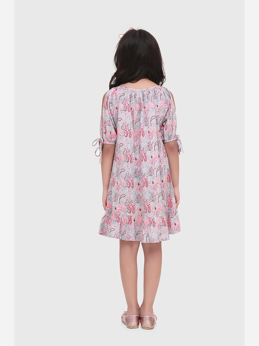 Girls Cotton Paisley Print dress with Slit Sleeve