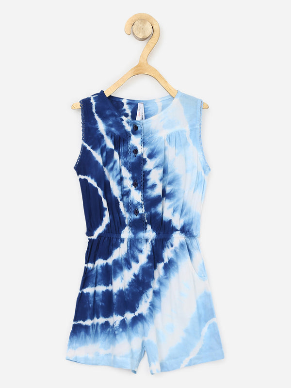 Girls Blue Tie and Dye Playsuit