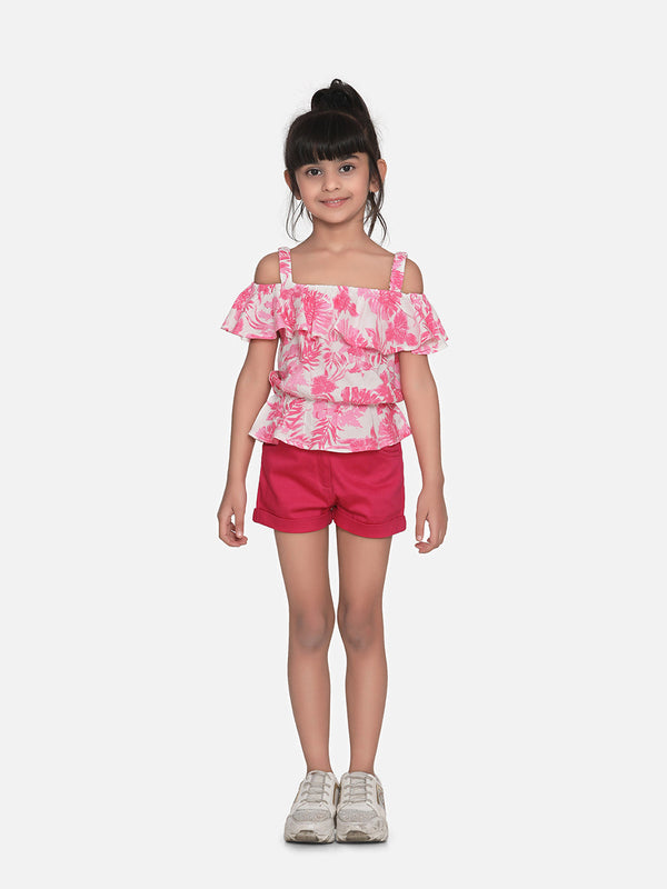 Girls Pink Cotton Top and Shorts Set