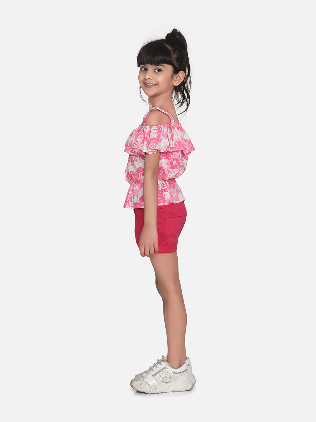 Girls Pink Cotton Top and Shorts Set