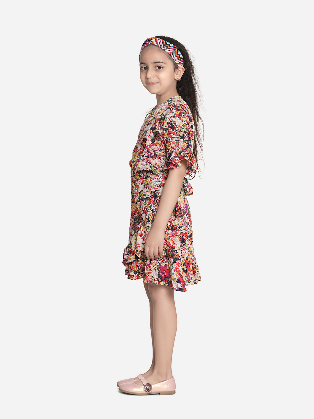 Girls Floral Wrap Dress
