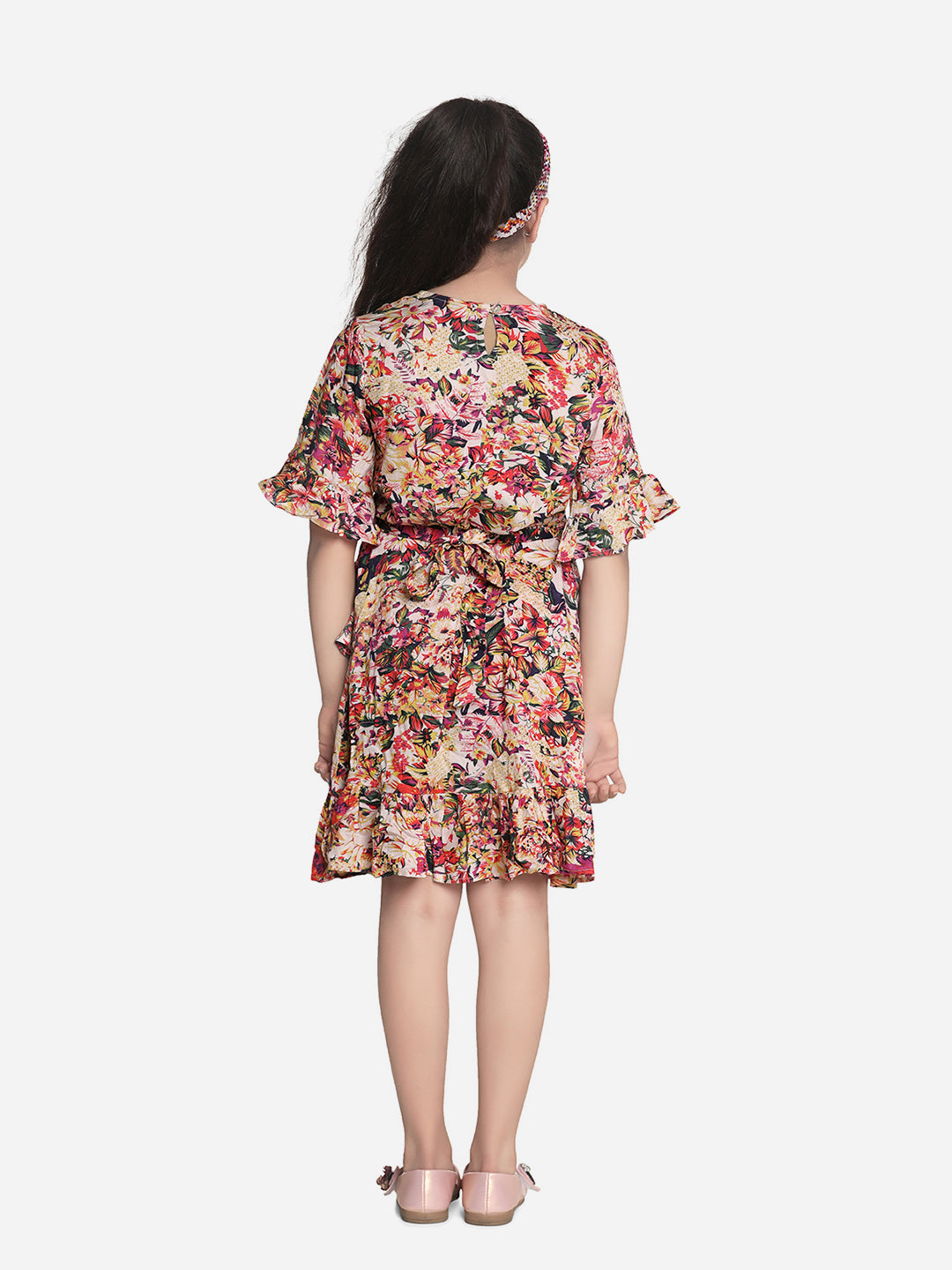 Girls Floral Wrap Dress
