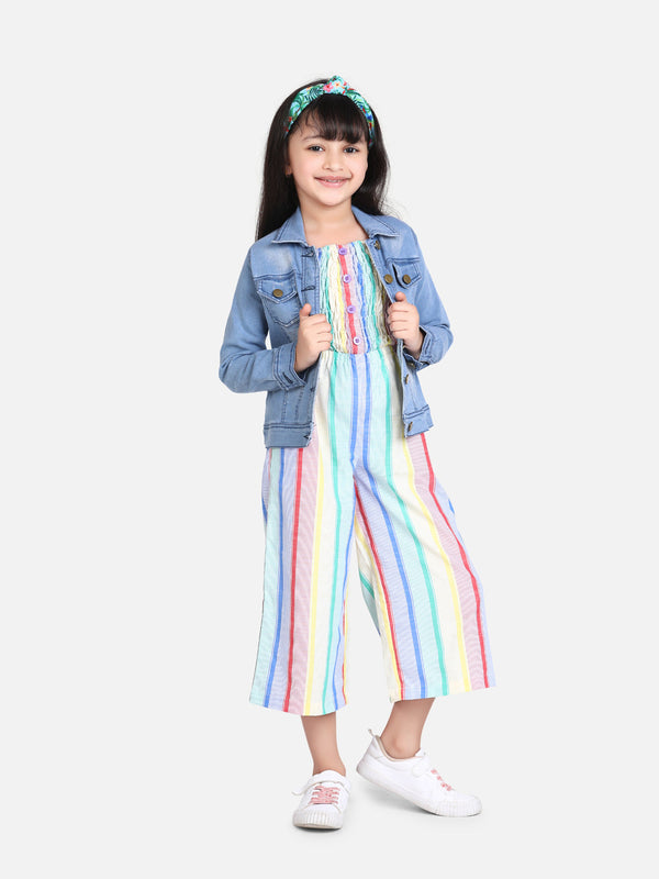 Girls Pink Striped Strappy Dress