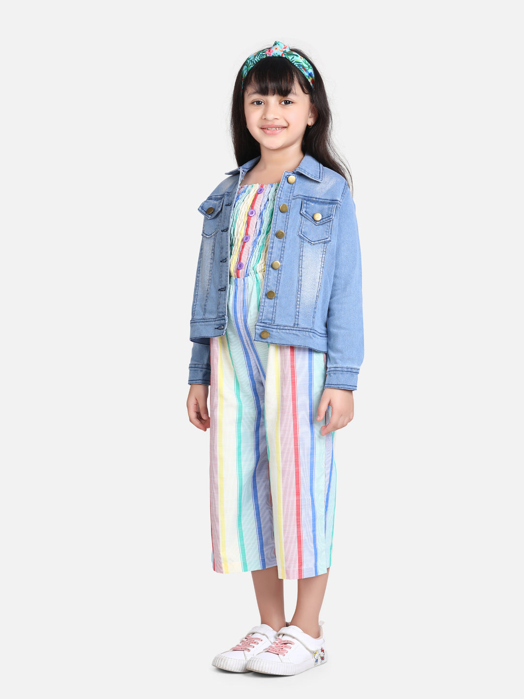 Girls Pink Striped Strappy Dress