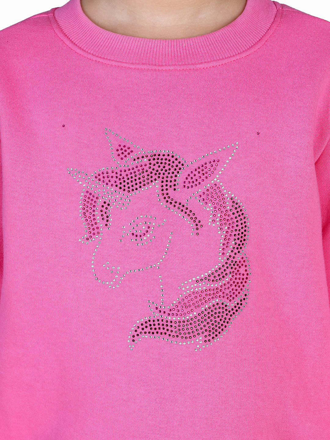 Girls Pink Crystal Unicorn embellished Winter sweatshirt