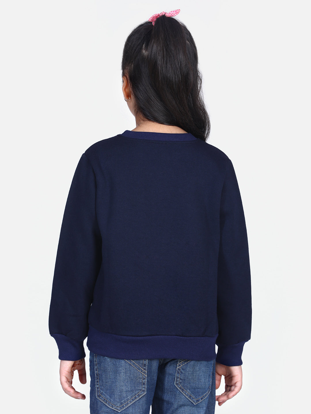 Girls Navy Crystal Unicorn embellished Winter sweatshirt