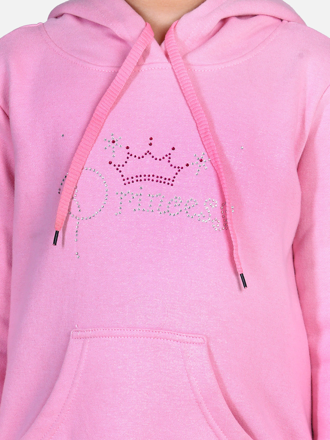 Girls Pink Crystal Princess embellished Winter Hoodie