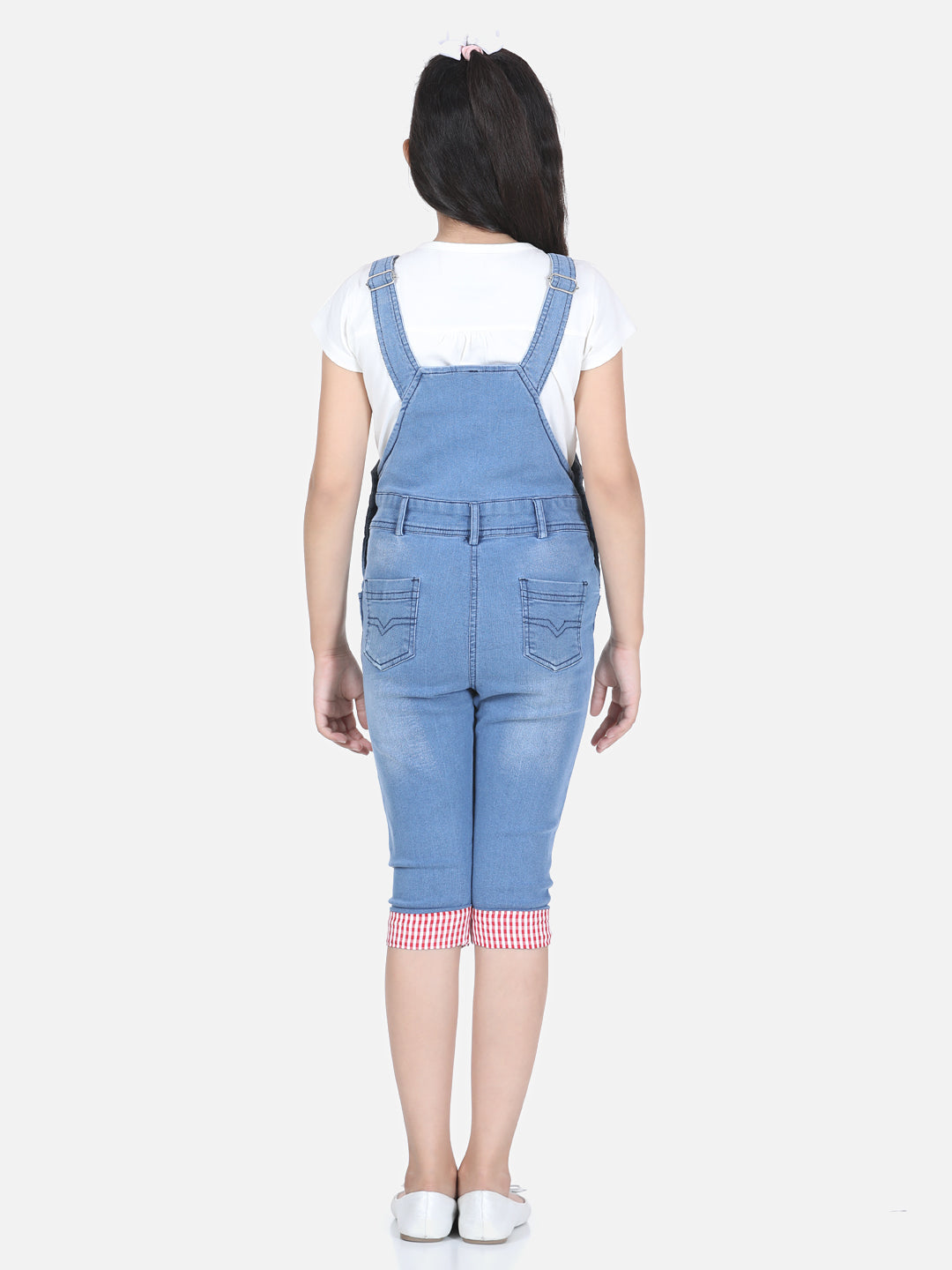 Girls Denim Roll Up Dungaree (T-shirt not included)