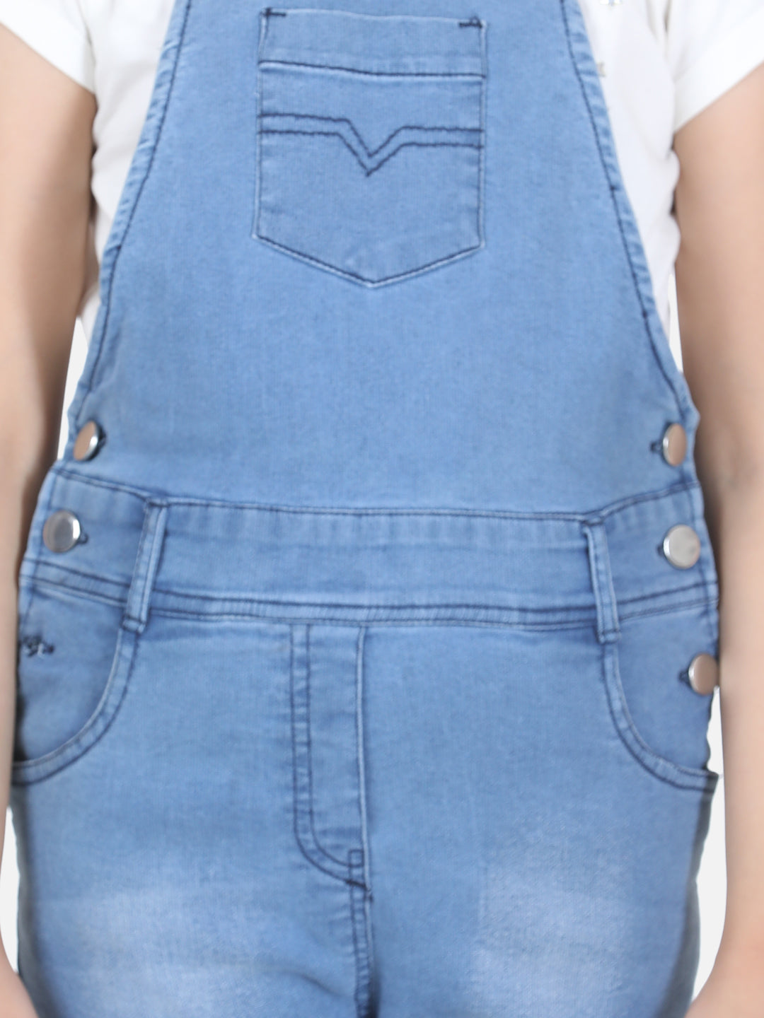 Girls Denim Roll Up Dungaree (T-shirt not included)