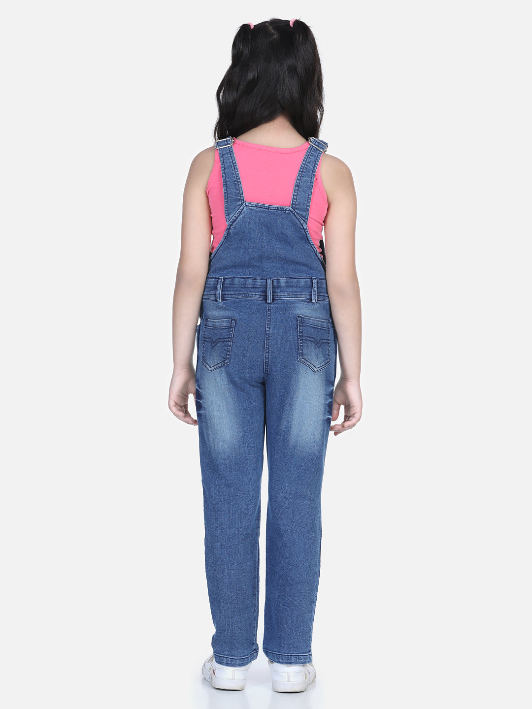 Girls Denim Dungaree with washed effect (T-shirt not included)