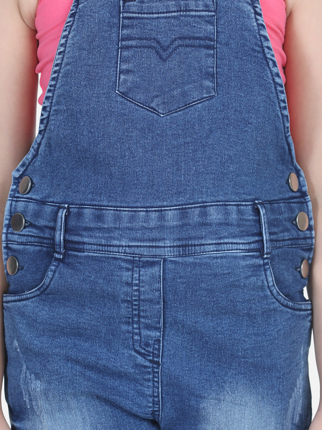 Girls Denim Dungaree with washed effect (T-shirt not included)