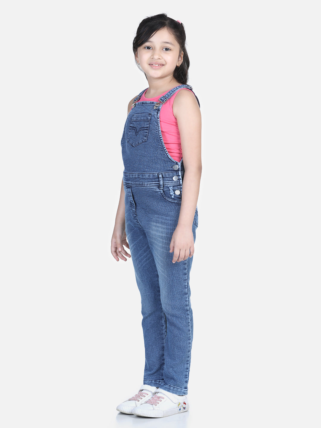 Girls Distressed Denim Dungaree (T-shirt not included)