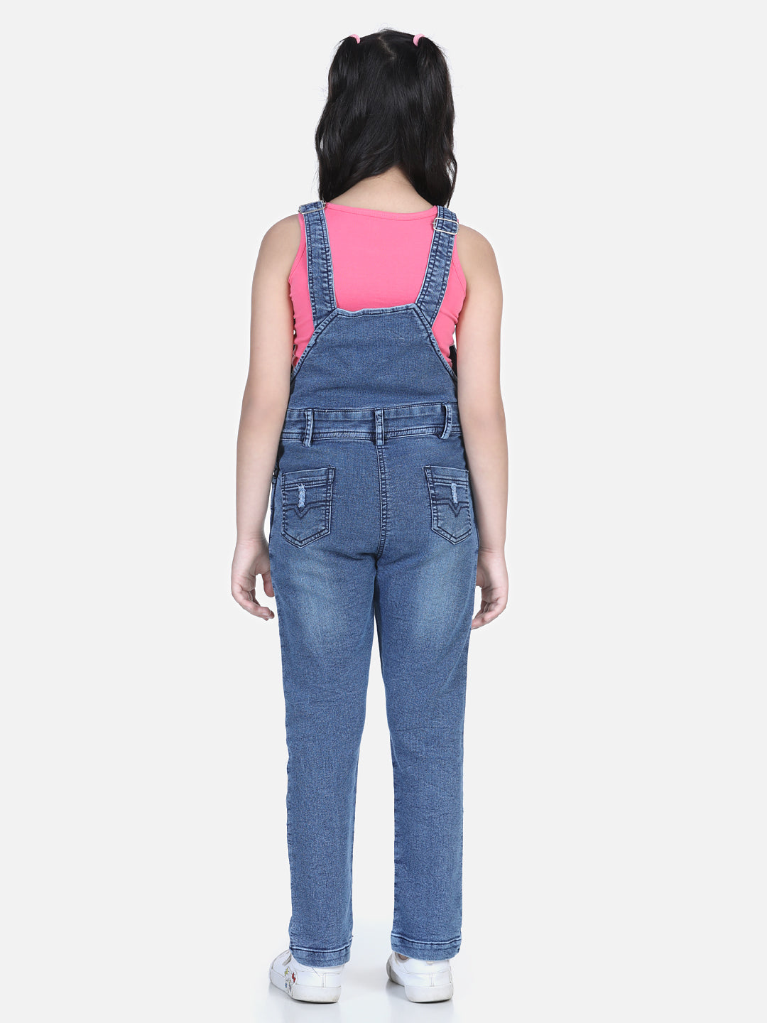 Girls Distressed Denim Dungaree (T-shirt not included)