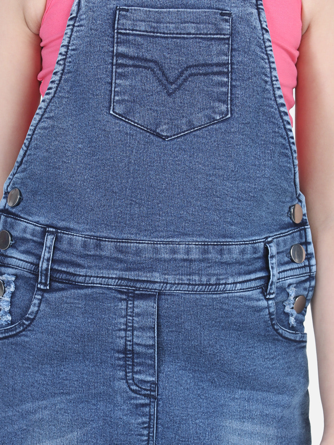 Girls Distressed Denim Dungaree (T-shirt not included)