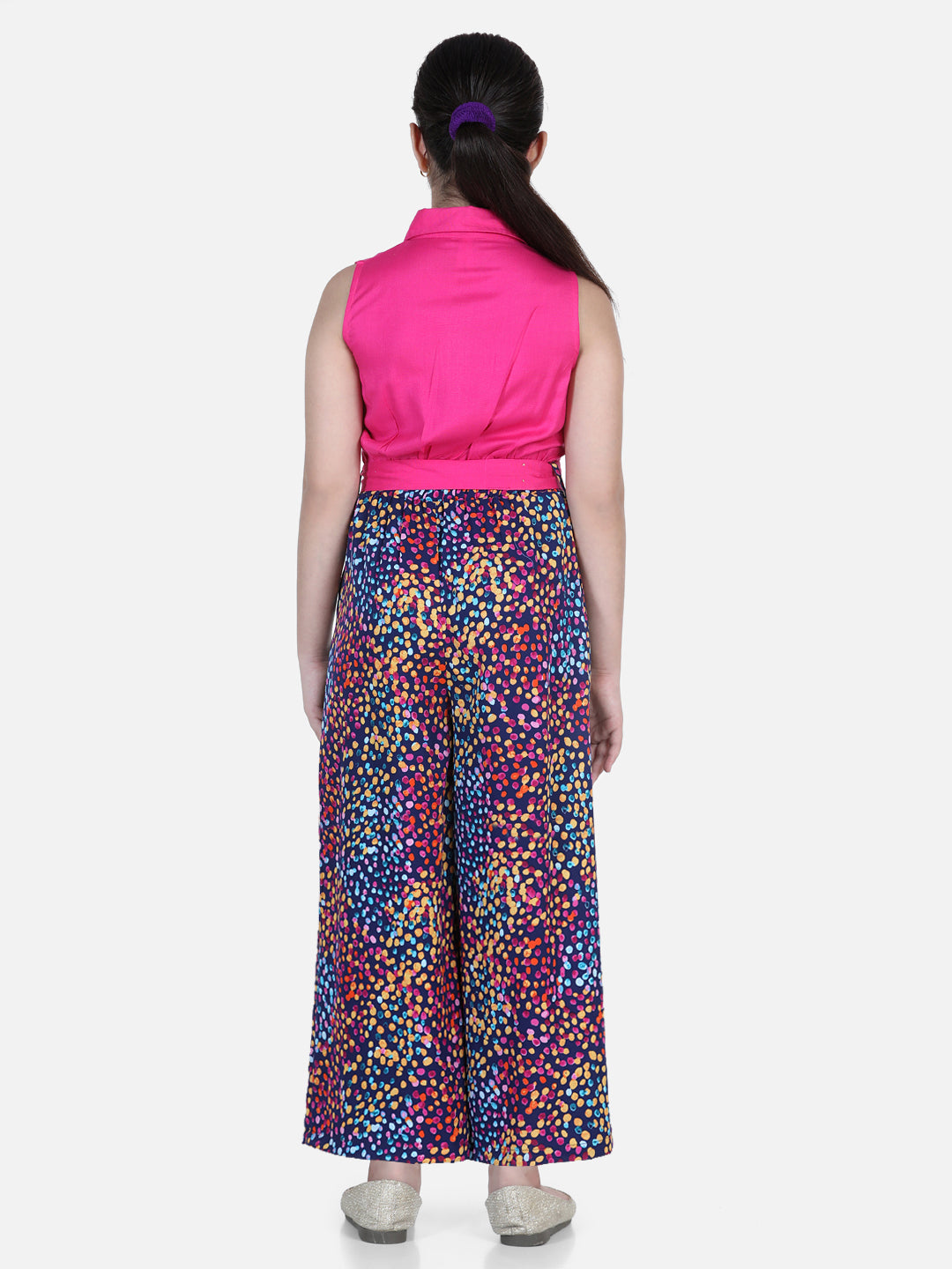 Girls Multi Coloured Printed Jumpsuit
