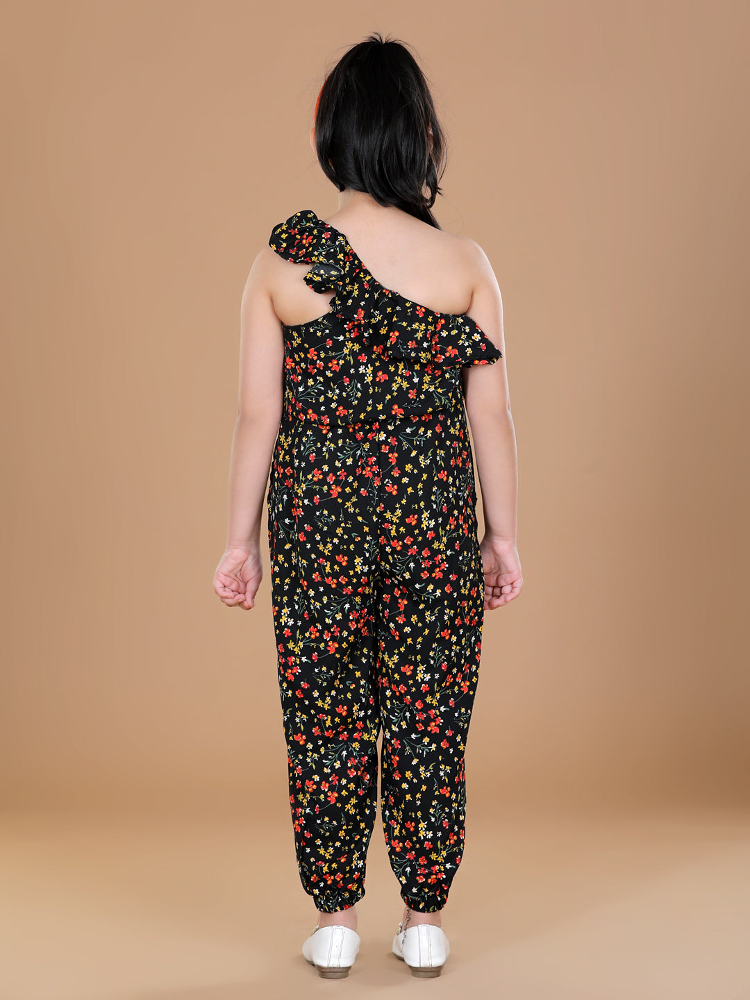 StyleStone Girls Floral Printed One Shoulder Jumpsuit