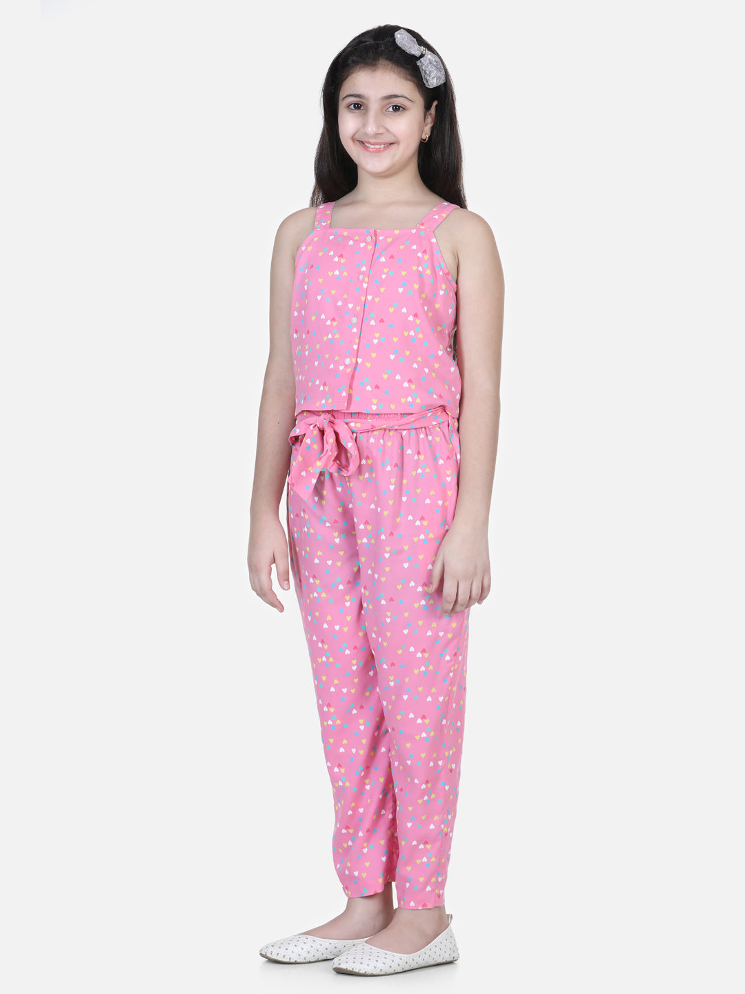 Girls Pink Heart Print Set