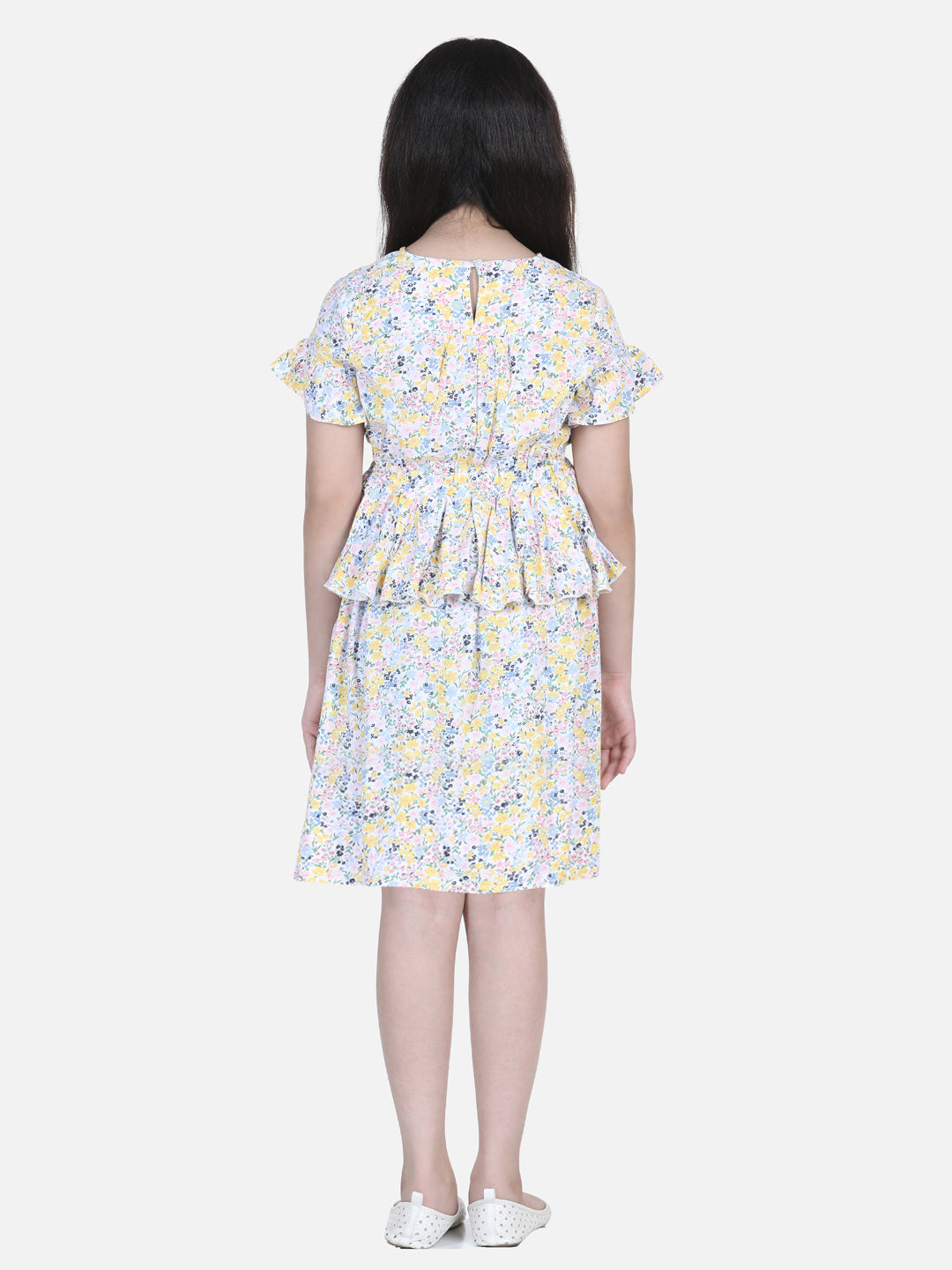 Girls Floral Printed Tiered Dress