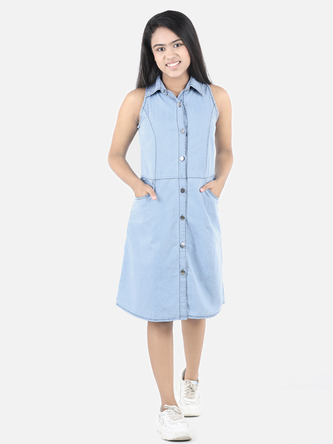 Girls Denim Ice Blue Dress