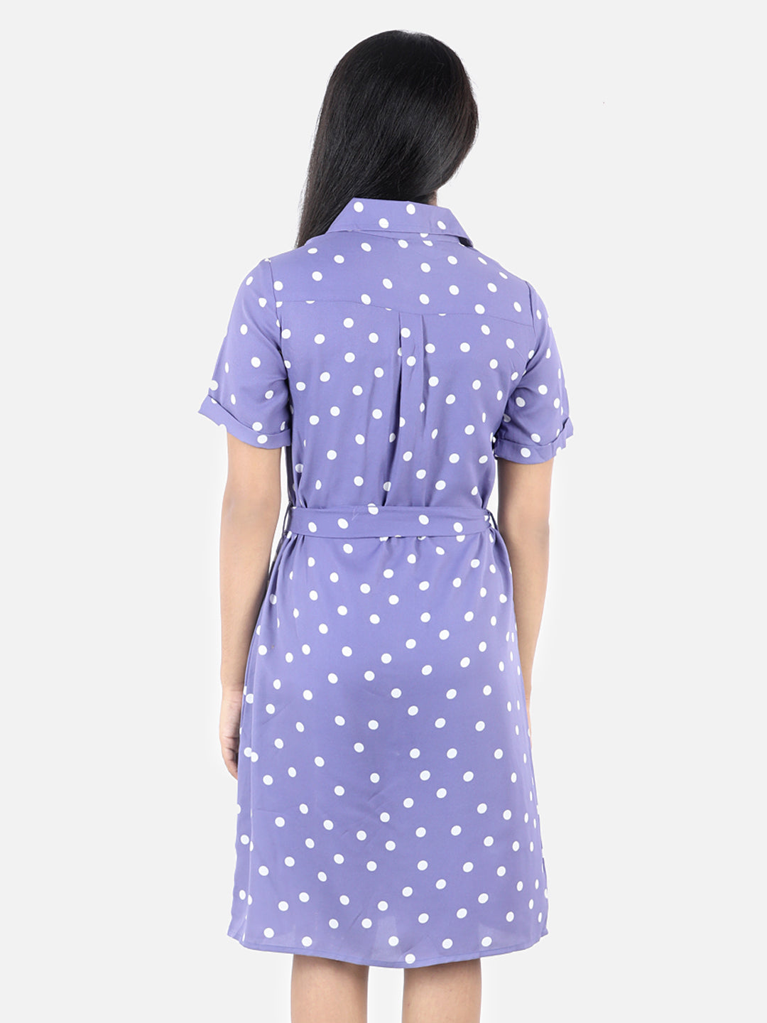 Girls Lavender Polyester Polka Shirt Dress