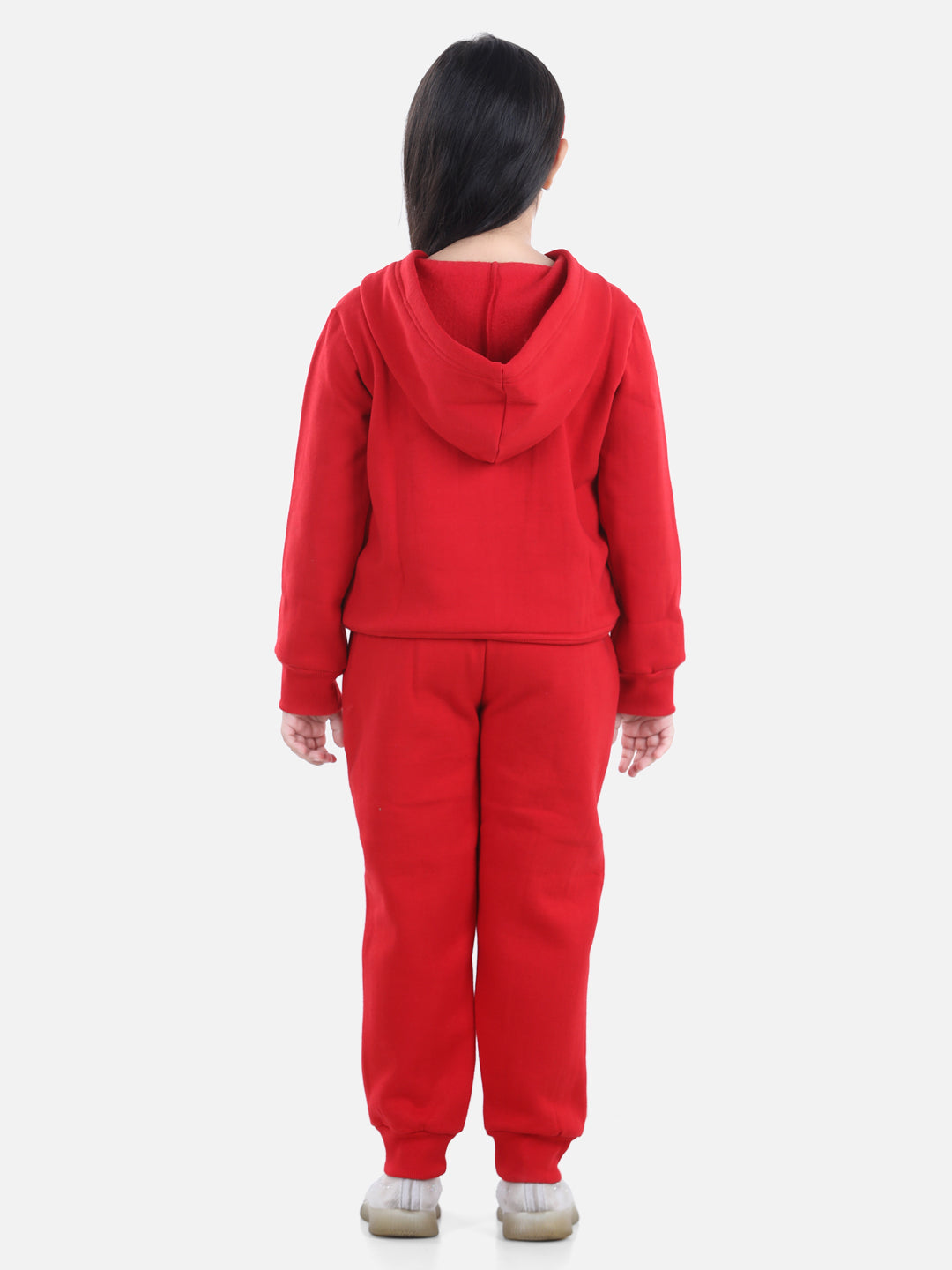 Girls Red Home S'Cool Printed Hooded Track Suit Set