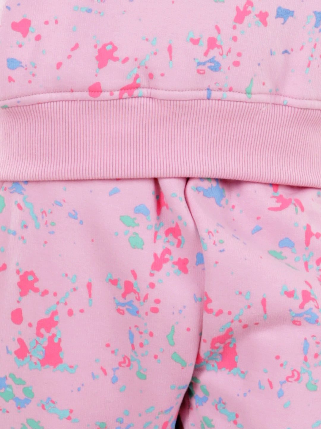 Girls Light Pink Base Splash Printed Track Suit Set