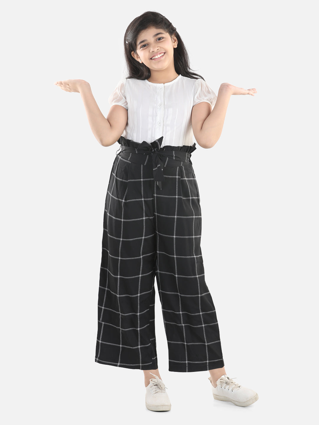 Girls Polyester Jumpsuit with attached High Waisted Pants