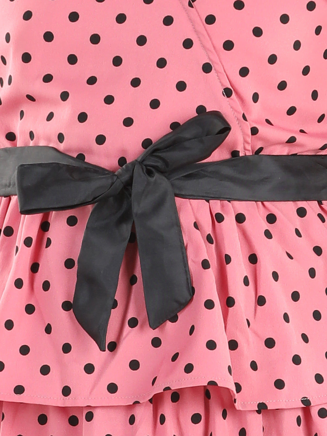 Girls Pink Polka Tiered Dress