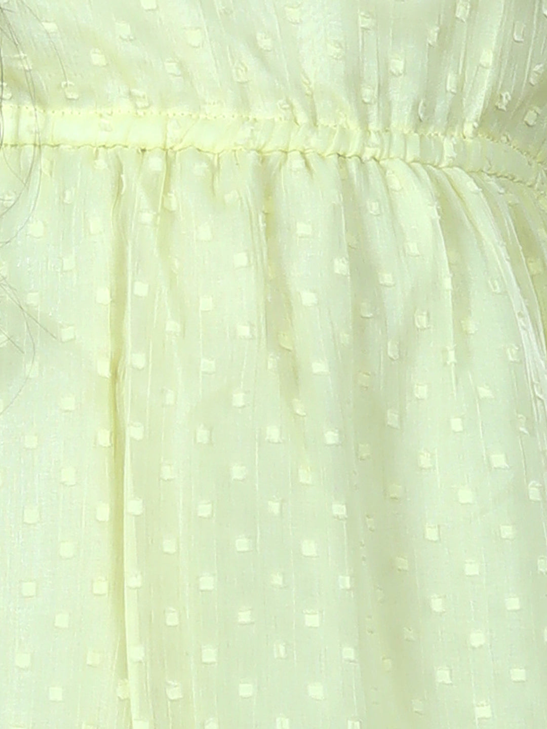 Yellow Self Design Polyester Dobby Dress