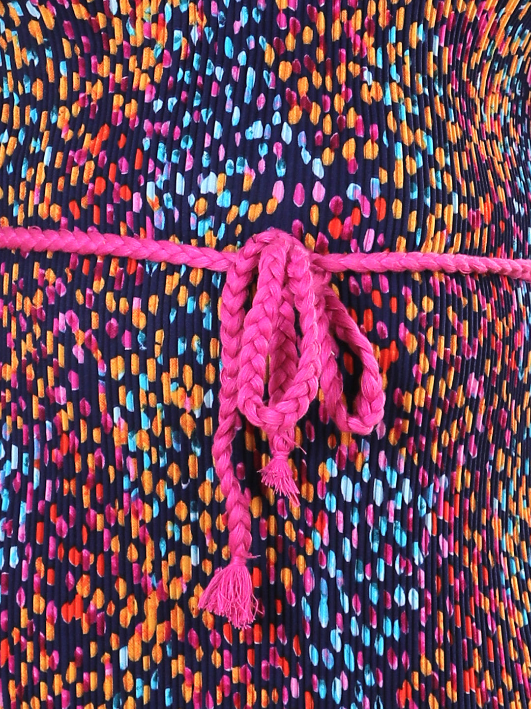 Multicolour Polka Pleated Polyester  Dress
