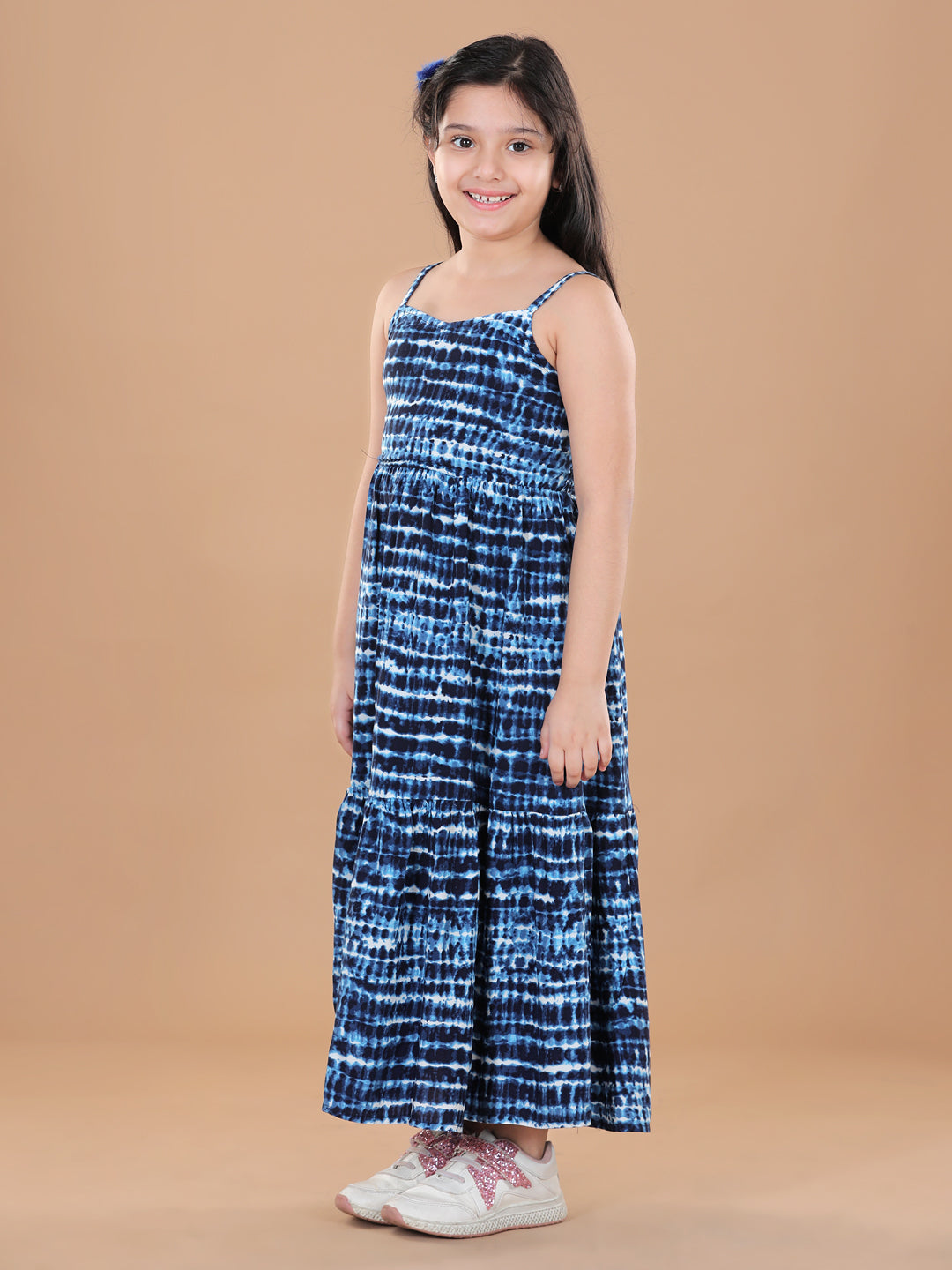 Girls Rayon Tie & Dye Printed Maxi Dress