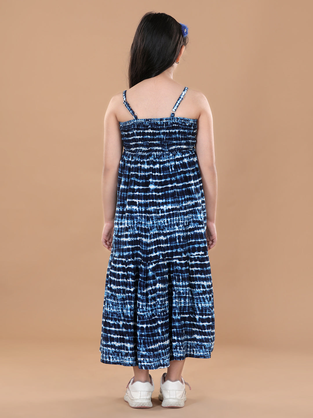 Girls Rayon Tie & Dye Printed Maxi Dress