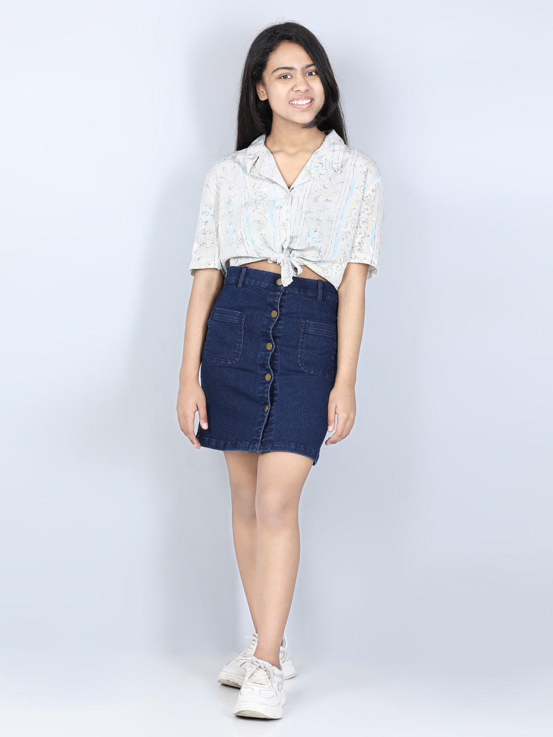 Girls Denim Skirt with front Buttons