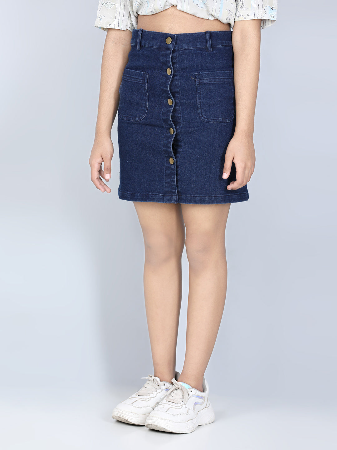 Girls Denim Skirt with front Buttons