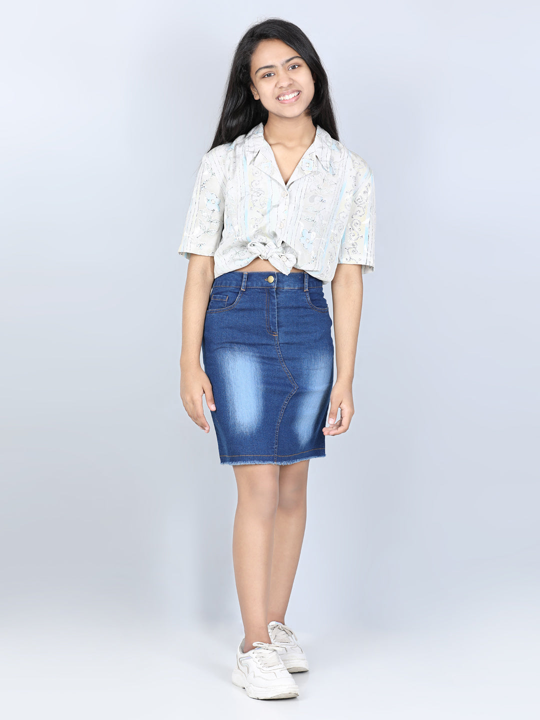 Girls Mini Skirt with Washed Effect