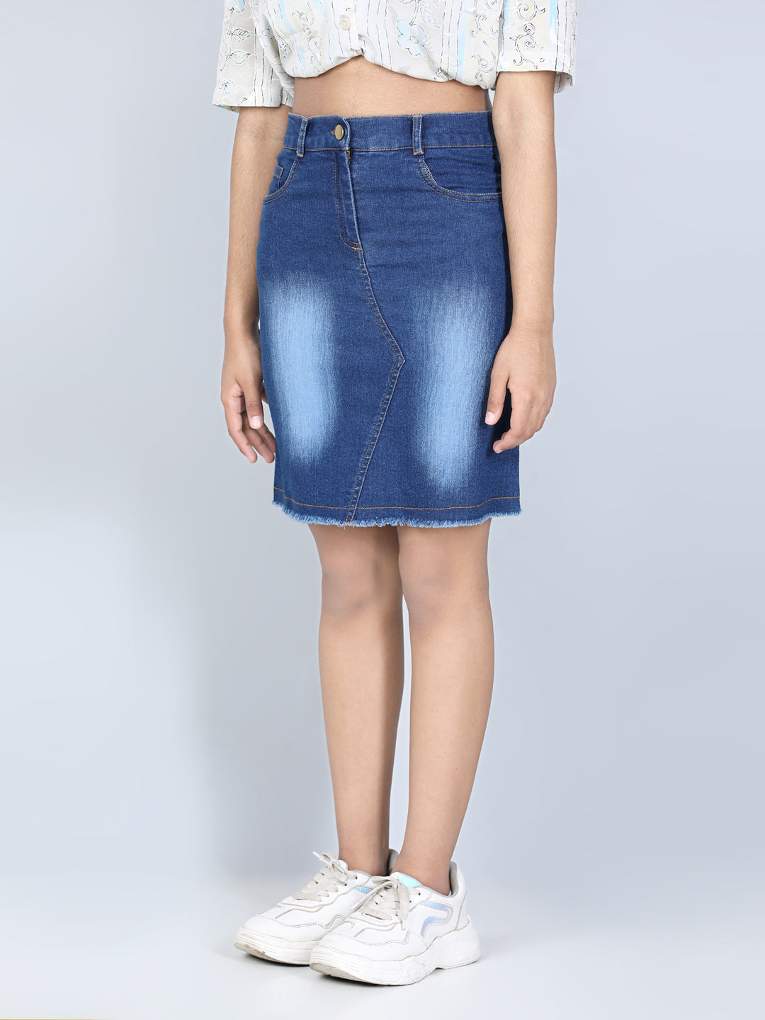 Girls Mini Skirt with Washed Effect