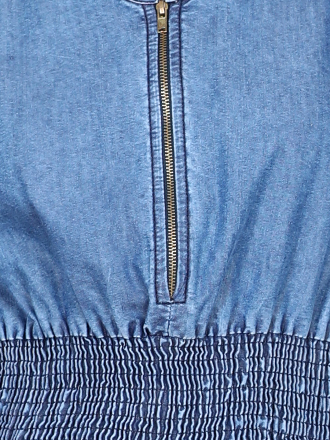 Girls Blue Denim Jumpsuit with front Zip