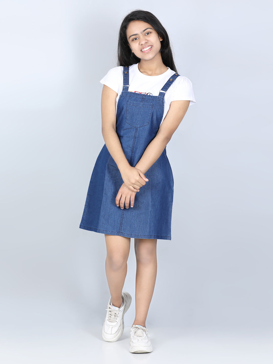 Girls Blue Denim Dungaree Dress ( T Shirt not Provided) – Stylestone