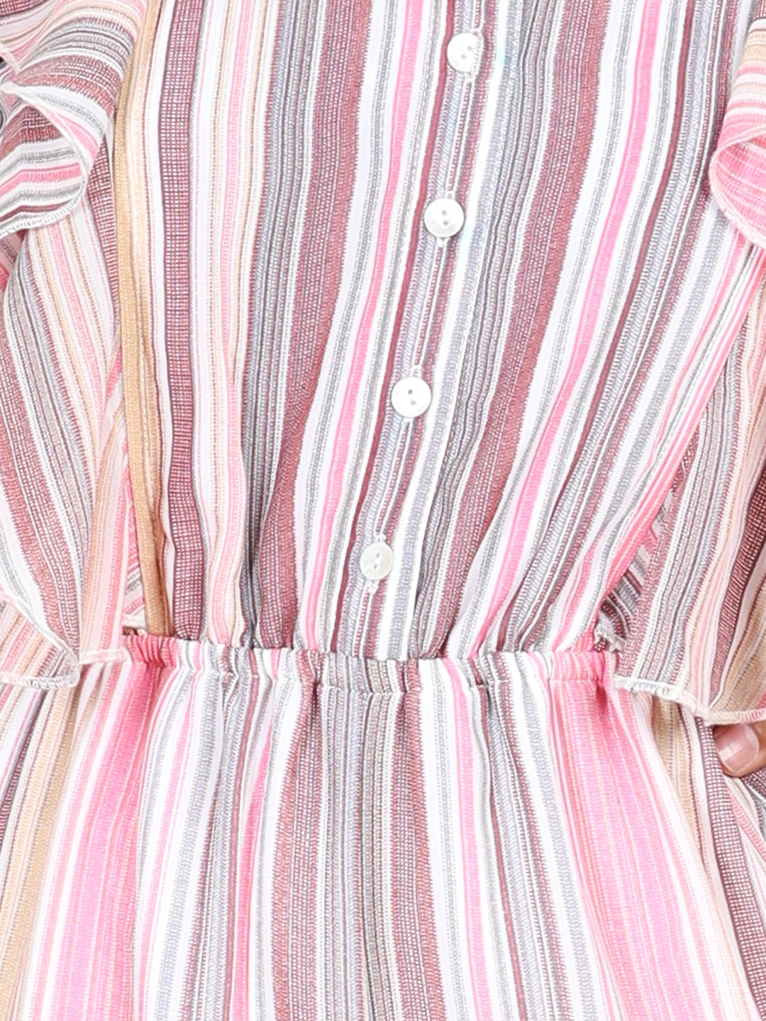 Girls Striped Polyester Jumpsuit with Asymmetric Hemline