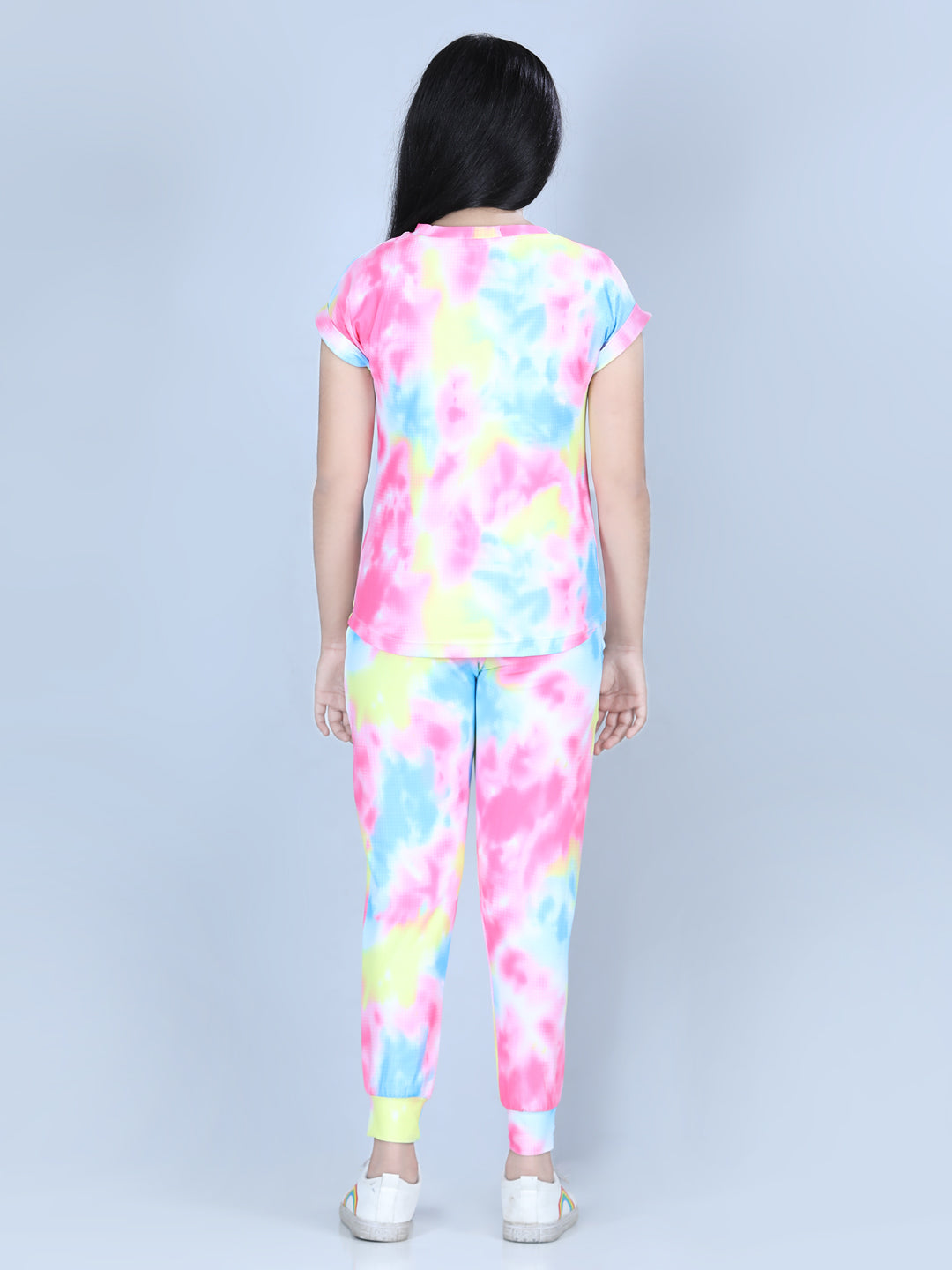 Girls Multicolored Tie & Dye Polyester Blend Track Suit Set