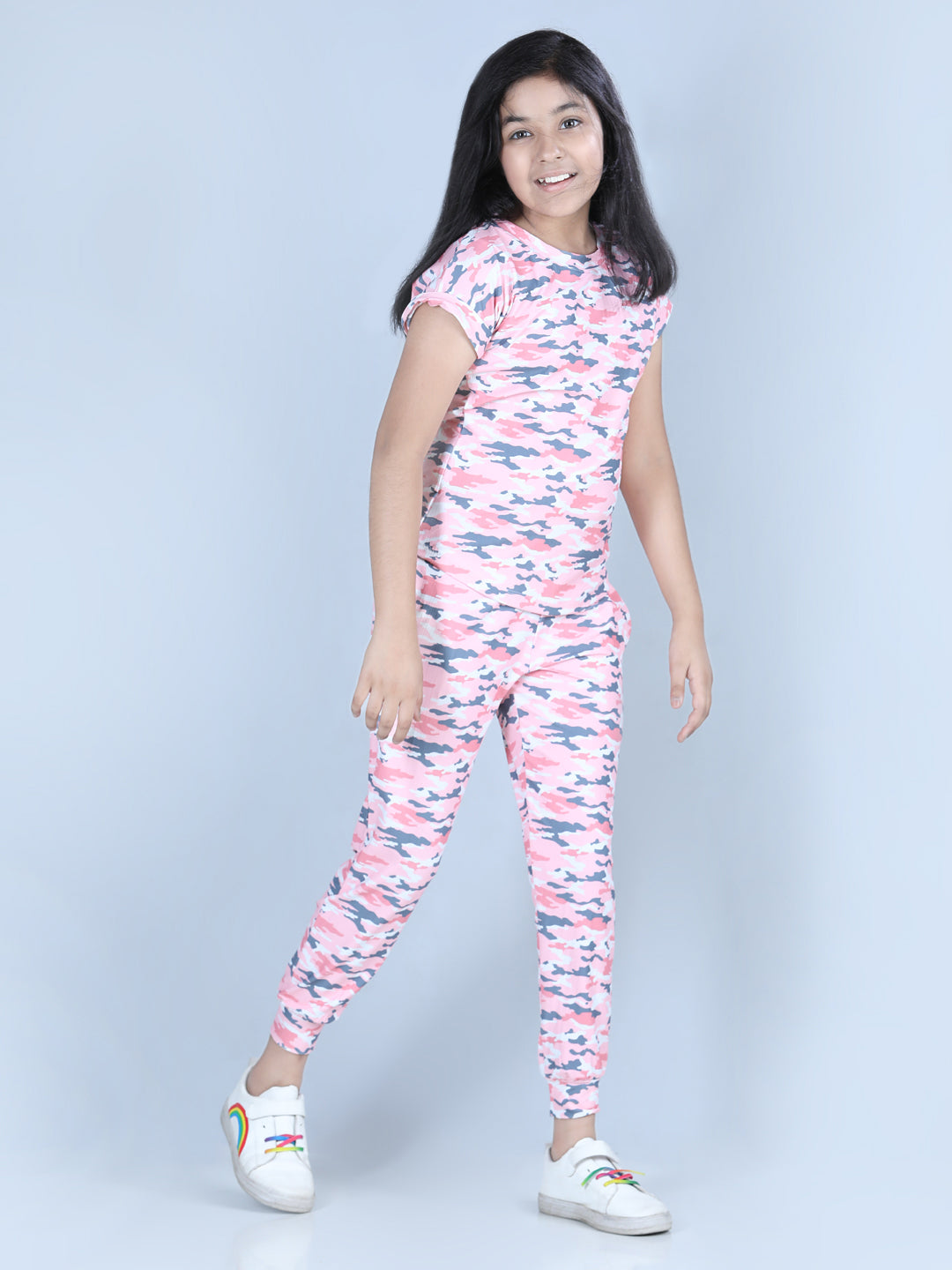Girls Multicolored Tie & Dye Polyester Blend Track Suit Set