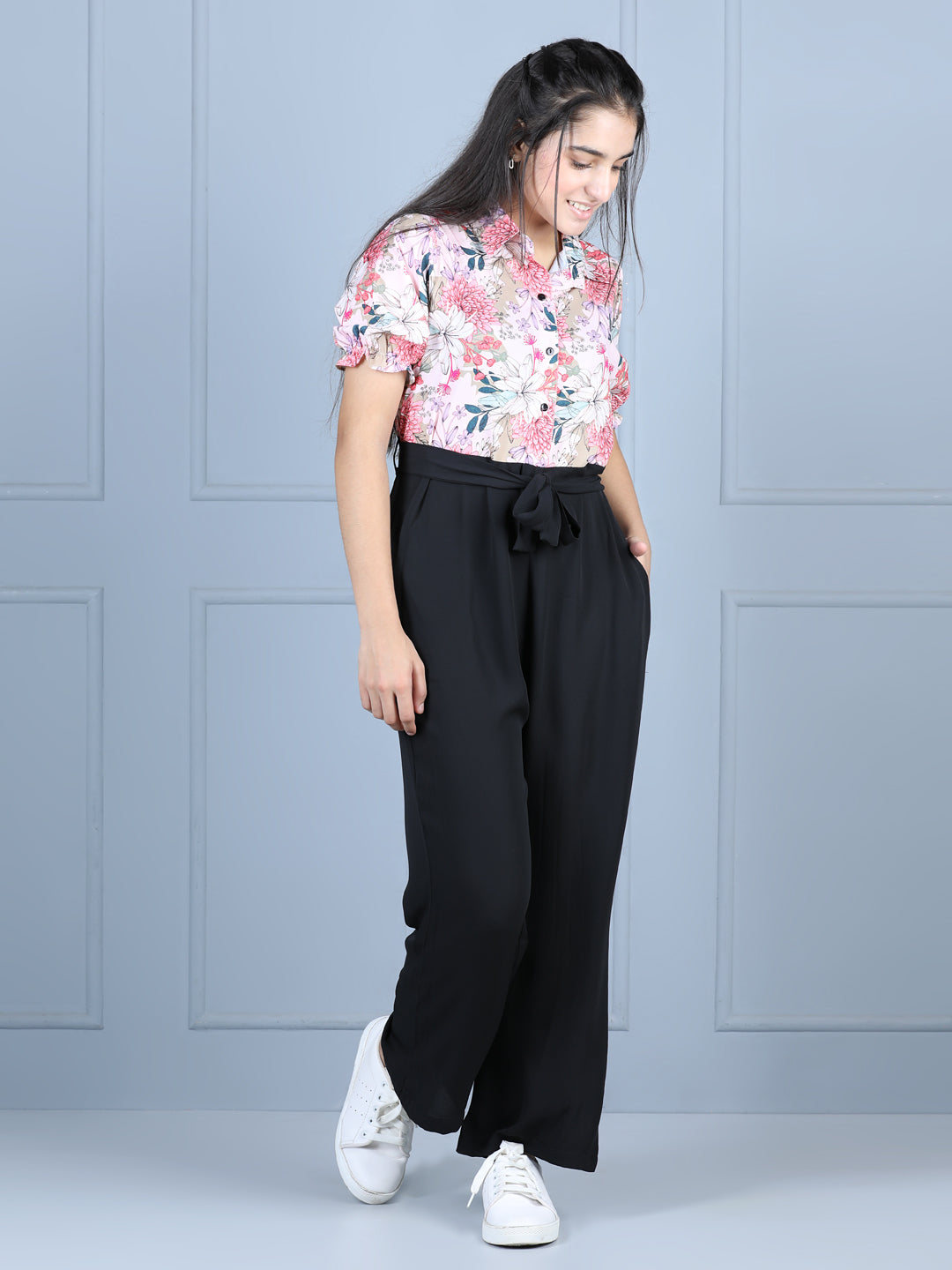 StyleStone Girls Polyester Floral Jumpsuit