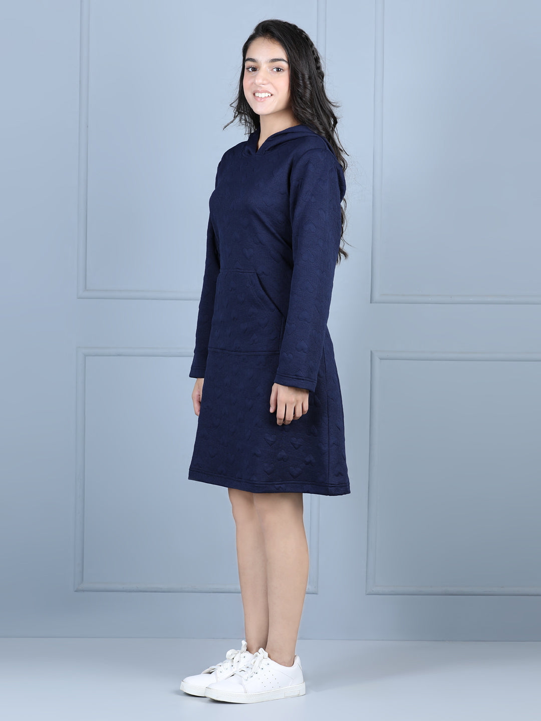 StyleStone Girls Self Heart Design Hooded Dress